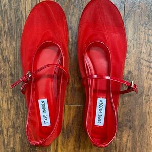 Steve Madden Women's Red mesh ballet   Flats mash size 8